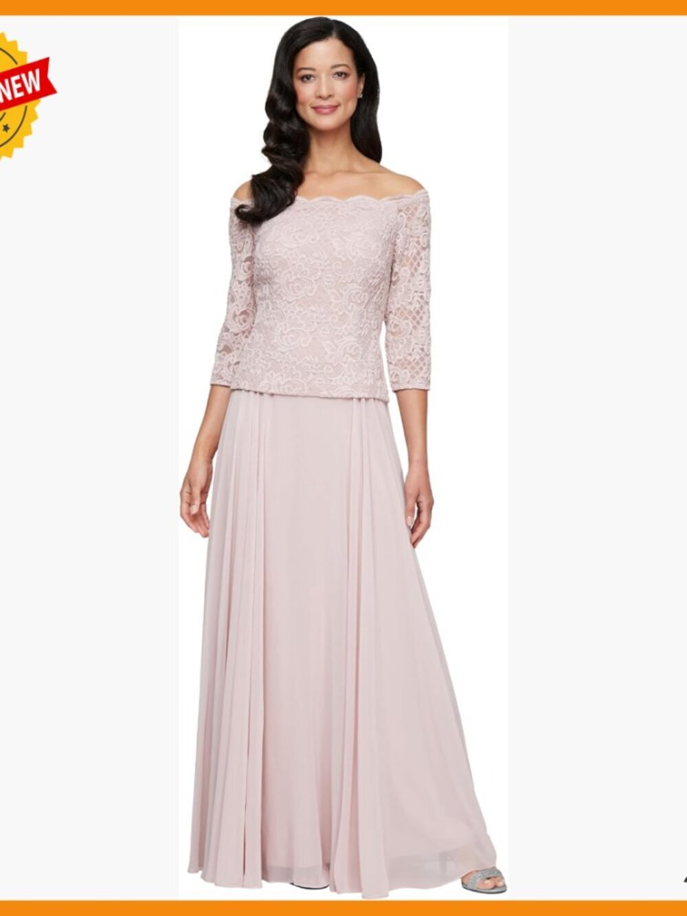 Long Stretch Lace Off Shoulder Formal Dress Mother Bride Petite Regular